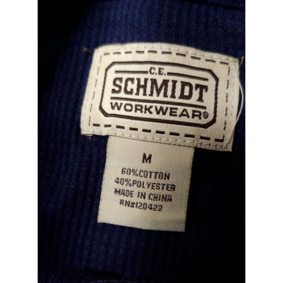 CE Schmidt Workwear Mens Medium Blue Waffle Knit Henley Thermal Shirt - Picture 11 of 11